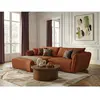 Bobochic - Canapé D'Angle Fixe Luigi Tissu Lisse Angle Gauche Orange