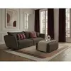 Canapé droit fixe 3 places LUIGI tissu lisse avec pouf taupe BOBOCHIC