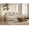 Canapé d'angle convertible coffre CAMPI tissu velours côtelé beige  an...