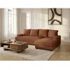 Canapé d'angle convertible coffre CAMPI tissu velours côtelé orange  a...