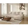 Canapé d'angle convertible coffre CAMPI tissu velours côtelé beige  an...