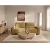 Canapé droit convertible MINORQUE ouverture express tissu chenille jau...