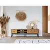 Meuble TV 180 cm ALBI bois massif et rotin BOBOCHIC