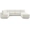 Canapé d'angle fixe 100% modulable PARIS tissu bouclette 3 chauffeuses, 1 méridienne, 1 angle, 1 pouf Blanc   BOBOCHIC TU
