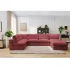 Canapé d'angle fixe 100% modulable PARIS tissu bouclette 3 chauffeuses, 1 méridienne, 1 angle, 1 pouf Rouge   BOBOCHIC TU