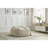 Pouf ultra moelleux MERIBEL tissu imitation fourrure beige   BOBOCHIC