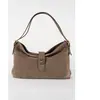 Abaco Paris - Sac porté épaule en Velours de Cuir Ella taupe - 25x29x9...
