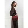 Abaco Paris - Sac bandoulière en Velours de Cuir Nox bordeaux - 22x28x...