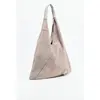 Abaco Studio - Sac Cabas en Velours de Cuir Deni Gris - 40x47 cm OS