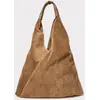 Abaco Studio - Sac Cabas en Velours de Cuir Deni Taupe - 40x47 cm OS