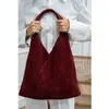 Abaco Studio - Sac Cabas en Velours de Cuir Deni Bordeaux - 40x47 cm O...