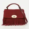 1987 by Abaco - Sac bandoulière en Velours de Cuir Louis bordeaux - 28...