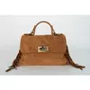 1987 by Abaco - Sac à main en Velours de Cuir Neva camel - 28x22x10 cm...