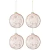 J-line Boite de 4 boules de Noël en verre rose 12x12x12 cm