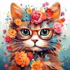 Figured'Art Mini Peinture par Numéro Adulte 20x20cm avec cadre Chaton fantaisie et fleurs - Petit Format Kit de Loisir Créatif DIY Numéro d'Art Complet