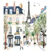 Peinture au numéro : Aquarelle Rue de Paris - toile tendue sur châssis