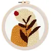 Figured'Art Punch Needle Kit Complet pour Adultes et Enfants - Feuille et Soleil Rouge - Parfait pour Débutant. Set prêt à broder taille 20x20cm avec cadre circulaire