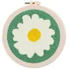 Figured'Art Punch Needle Kit Complet pour Adultes et Enfants - Marguerite Blanche - Parfait pour Débutant. Set prêt à broder taille 20x20cm avec cadre circulaire