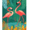 Figured'Art Peinture par Numéro Adulte avec Cadre Flamants Roses les pieds dans l'eau - Activité Manuelle Kit de Loisir Créatif DIY Numéro d'Art Complet - 40x50cm toile tendue sur châssis