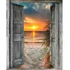 Figured'Art Peinture par Numéro Adulte Porte sur la Mer - Kit de Loisir Créatif DIY Numéro d'Art - 40x50cm sans châssis