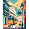 Figured'Art Peinture par Numéro Adulte avec Cadre Affiche Vintage Lisbonne - Activité Manuelle Kit de Loisir Créatif DIY Numéro d'Art Complet - 40x50cm toile tendue sur châssis