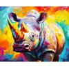 Broderie diamant : Rhinocéros Coloré Abstrait - sans chassis en bois