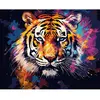 Figured'Art Peinture par Numéro Adulte Tigre Coloré Abstrait - Activité Manuelle Kit de Loisir Créatif DIY Numéro d'Art Complet Animaux - 40x50cm sans châssis en bois