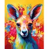 Figured'Art Broderie diamant : Kangourou Coloré Abstrait  - toile tend...
