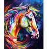 Figured’Art Diamond Painting Broderie Diamant 40x50cm Avec Cadre Toile Tendue Strass Perles Carrés - Cheval Coloré Abstrait - Kit Complet 5D DIY Activité Manuelle Loisirs Créatifs Adultes