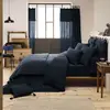 Housse de couette lit 2 persones Gaze de Coton unie gaia - bleu minuit