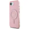 Guess Coque MagSafe pour iPhone 16e Fine Anneau Pailleté Coins renforcés Rose clair