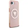 CG MOBILE Guess IML Metal Glitter 4G Circle Triangle Compatible avec MagSafe Coque pour iPhone 16e (Rose)