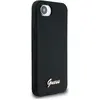 Guess Coque MagSafe pour iPhone 16e Silicone Soft touch Logo métal doré Noir