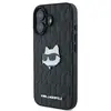Karl Lagerfeld Coque iPhone 16 - Hardcase Cuir Monogramme (KLHCHCP16SPGKLCHPK) - Tête de Choupette