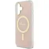 Guess Coque pour iPhone 16 - IML 4G MagSafe (GUHMP16SH4STP) - Rose