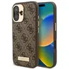 Guess Coque pour iPhone 16 - Hardcase 4G Logo Plate MagSafe (GUHMP16SU4GPRW) - Marron