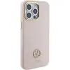 Guess Coque pour iPhone 15 Pro Max - Silicone Logo Strass 4G (GUHCP15XM4DGPP) - Rose Clair