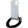 Guess Coque Arrière pour iPhone 15 avec Bandoulière Imprimée IML 4G Noir