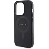 Guess Coque pour iPhone 15 Pro Max MagSafe Effet Saffiano Anti-rayures Noir