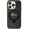 Guess Coque MagSafe pour iPhone 15 Pro Max Paillette Bords Surélevés Noir