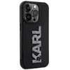 Karl Lagerfeld Coque pour iPhone 15 Pro Max Dos Effet Cuir Bords Rehaussés Noir