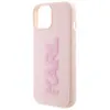 Karl Lagerfeld Coque pour iPhone 15 Plus Dos Effet Cuir Bords Rehaussés Rose Poudré