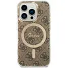 Guess Coque pour iPhone 15 Pro Compatible avec Magsafe IML 4G - Marron