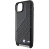 Coque téléphone - BMW - iPhone 15 Plus - Éco-cuir - Noir - Carbon Stripe