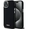 Dkny Coque pour iPhone 15 Compatible MagSafe en Silicone avec Logo Métallisé Noir
