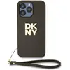 Dkny Coque De Téléphone Pu Leather Stack Logo Wrist Strap Iphone 15 Pro Max