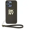 Dkny Coque De Téléphone Pu Leather Stack Logo Wrist Strap Iphone 14 Pro Max