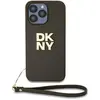 Dkny Coque De Téléphone Pu Leather Stack Logo Wrist Strap Iphone 14 Pro