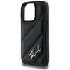 Karl Lagerfeld Coque pour iPhone 16 Pro - Script matelassé en diagonale (KLHCP16LPQQDSMGK) - Noir