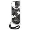 Coque iPhone 12 et 12 Pro avec Dragonne Motif Camouflage Guess gris